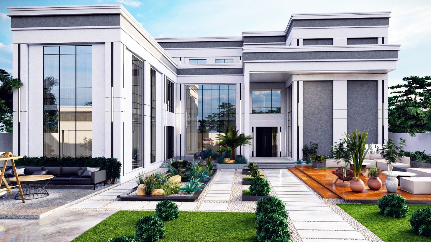 Dheyab Al-Suwaidi Villa — Front courtyard and entrance